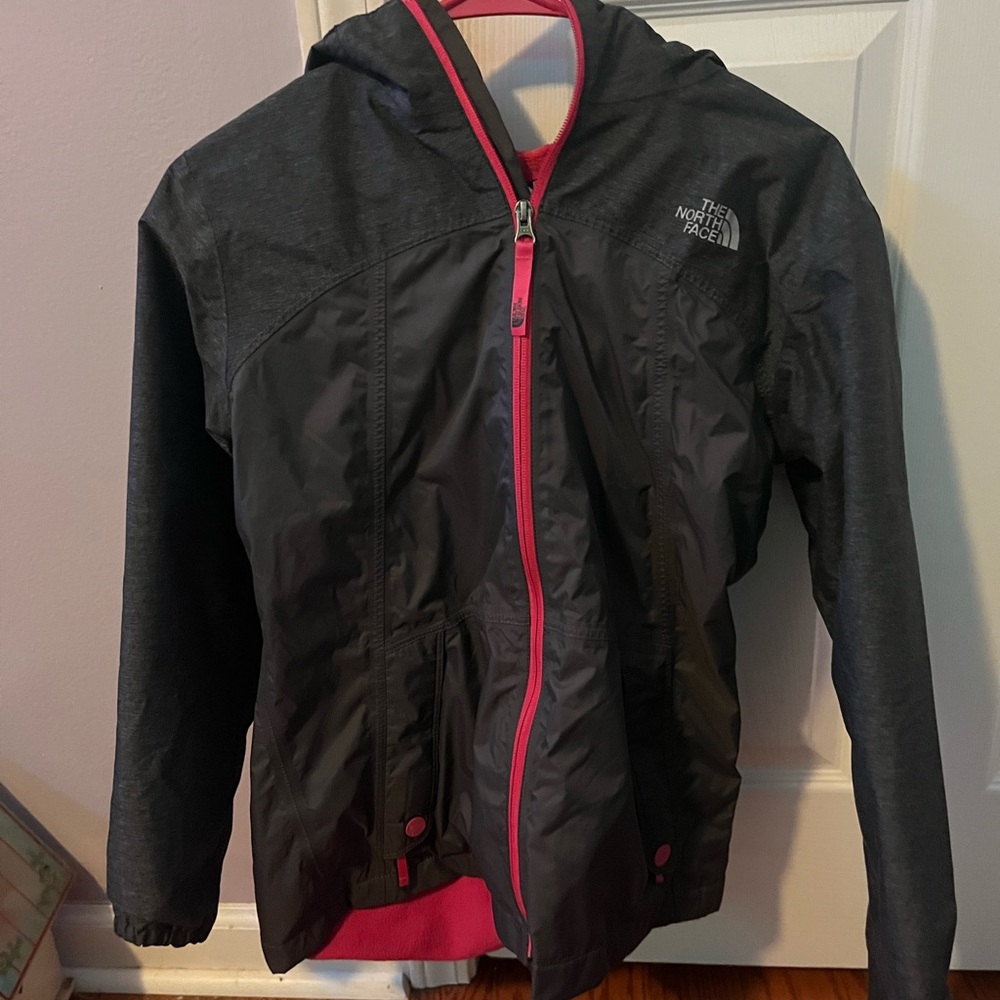 The North Face Black and Pink Raincoat Lightweight Athletic Design
